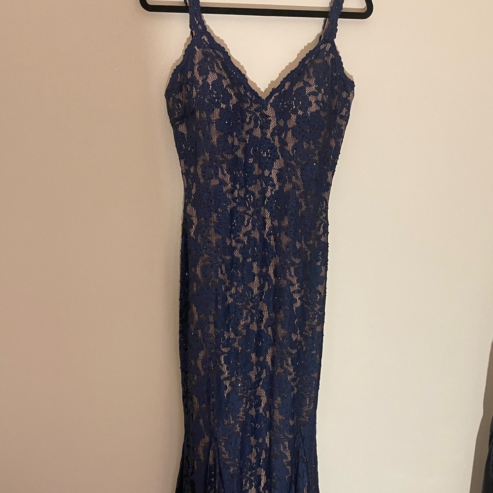 BRAND NEW JOVANI LACE OVERLAY BEADED gown . Purchased at Castel couture nj